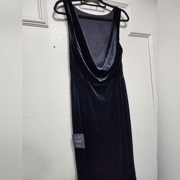 Lulus Ravishing Poise Black Velvet Cowl Back Sleeveless Maxi Dress Wedding - Picture 8 of 9